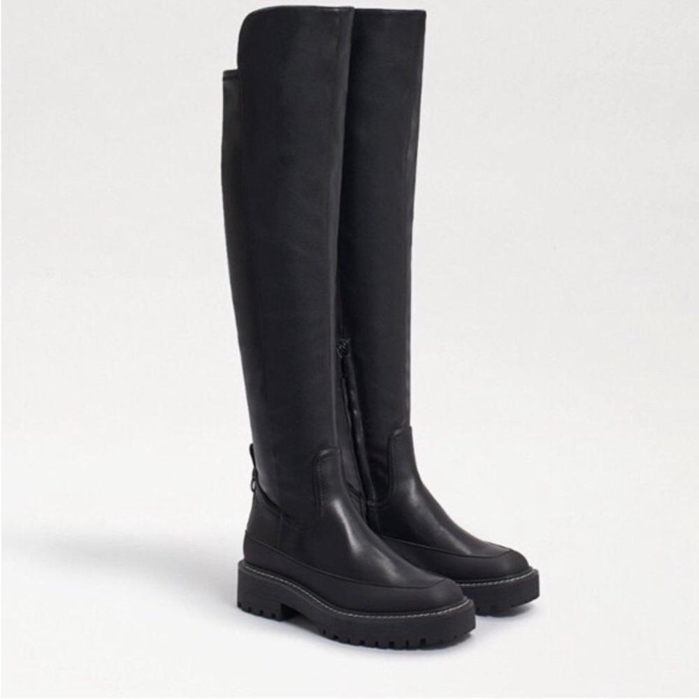 Sam Edelman Boots Lerue Lug Sole Faux Leather High Shaft Over Knee Boot size 8